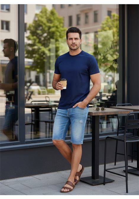 Daniele Fiesoli Comfort Touch stretch cotton crewneck t-shirt blue DANIELE FIESOLI |  | 06800023